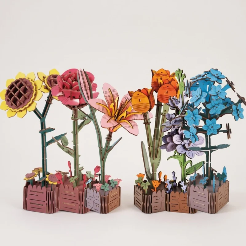 Holzblumen Garten-Set | 6 ewige Blumen aus Holz