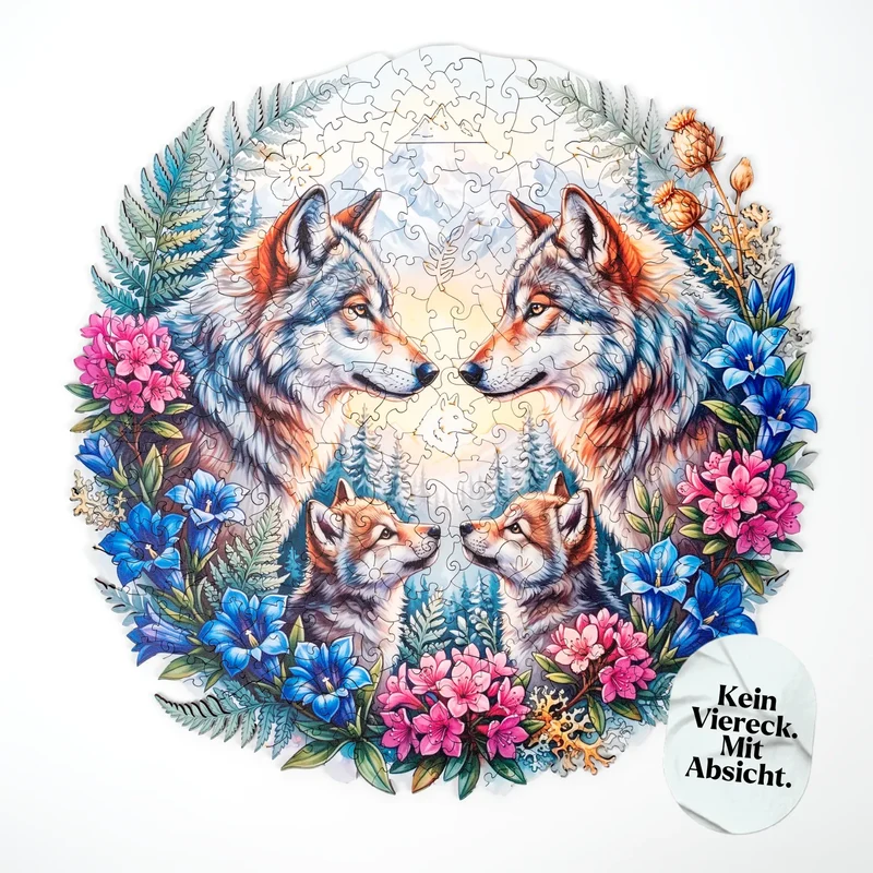 Wolfsfamilie im Alpenglanz Mandala