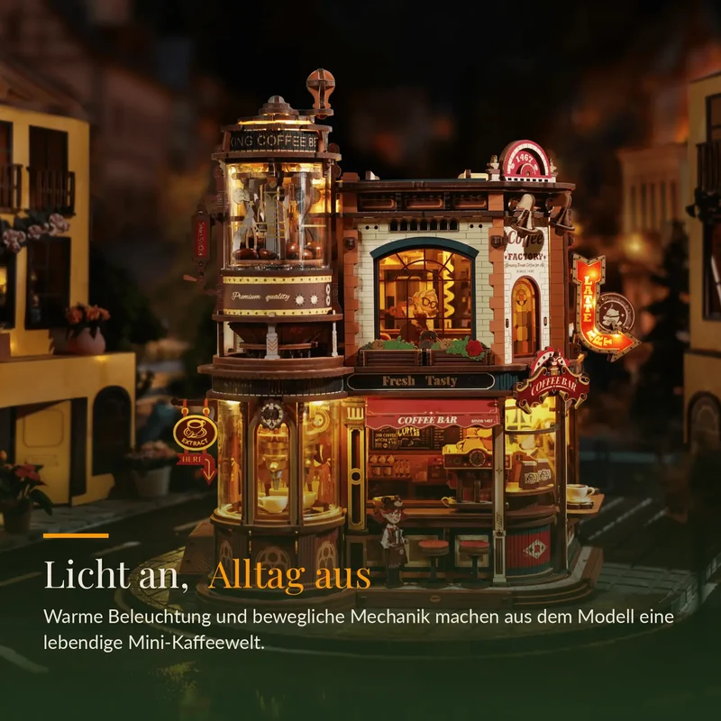 Dream Coffee Factory 3D-Holzbausatz mit Licht