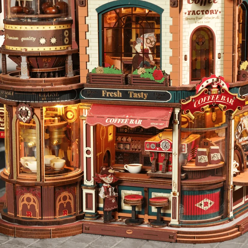 Dream Coffee Factory 3D-Holzbausatz mit Licht