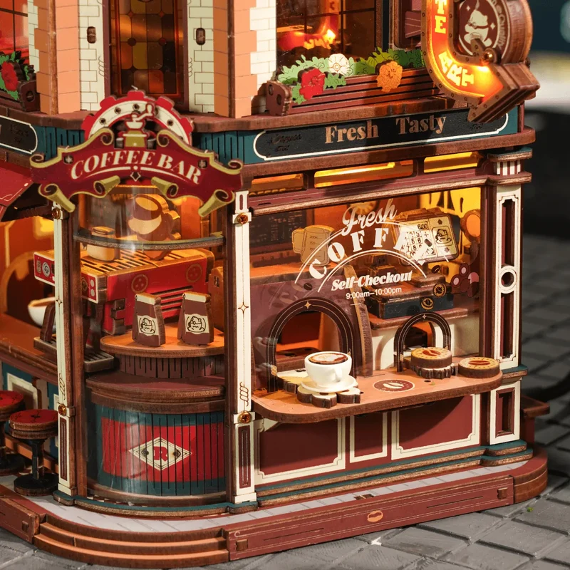 Dream Coffee Factory 3D-Holzbausatz mit Licht