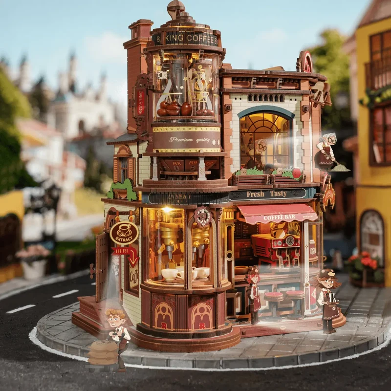 Dream Coffee Factory 3D-Holzbausatz mit Licht