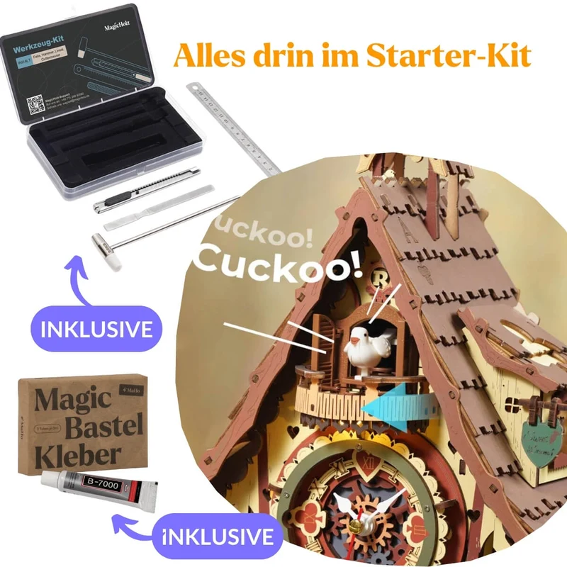 Kuckucksuhr Starter Kit — mit Werkzeug & Kleber
