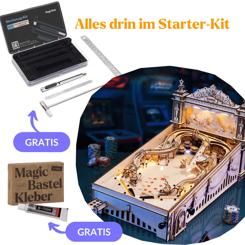 Pinball-Maschine aus Holz | 3D-Flipper