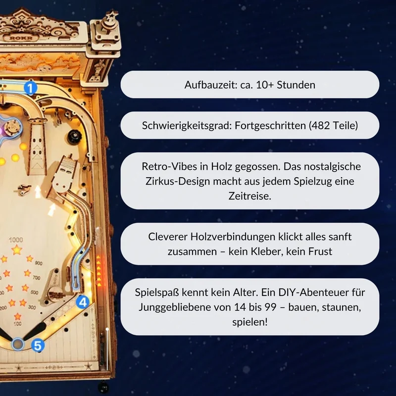 Pinball-Maschine aus Holz | 3D-Flipper