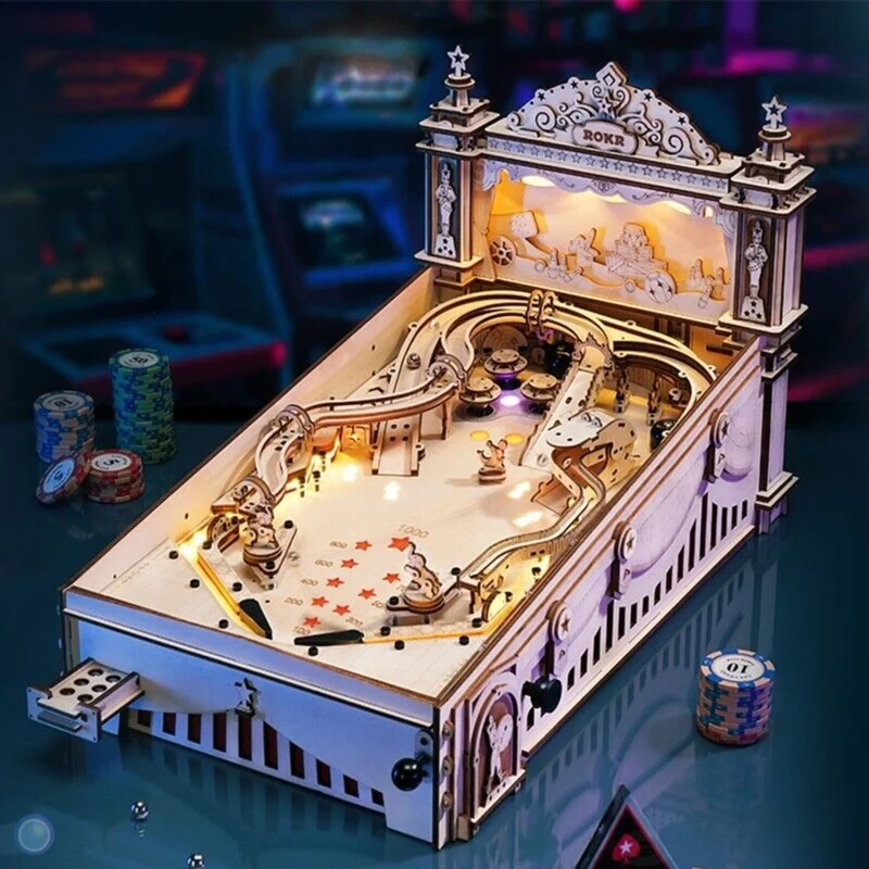 Pinball-Maschine aus Holz | 3D-Flipper