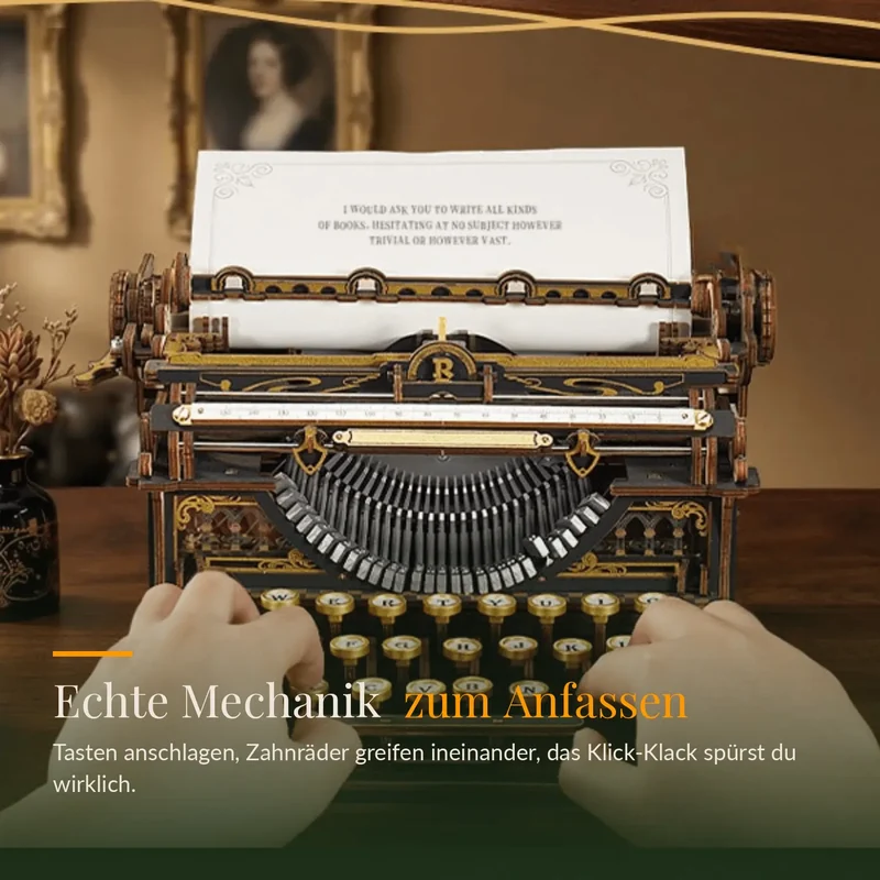 Mechanische Schreibmaschine aus Holz