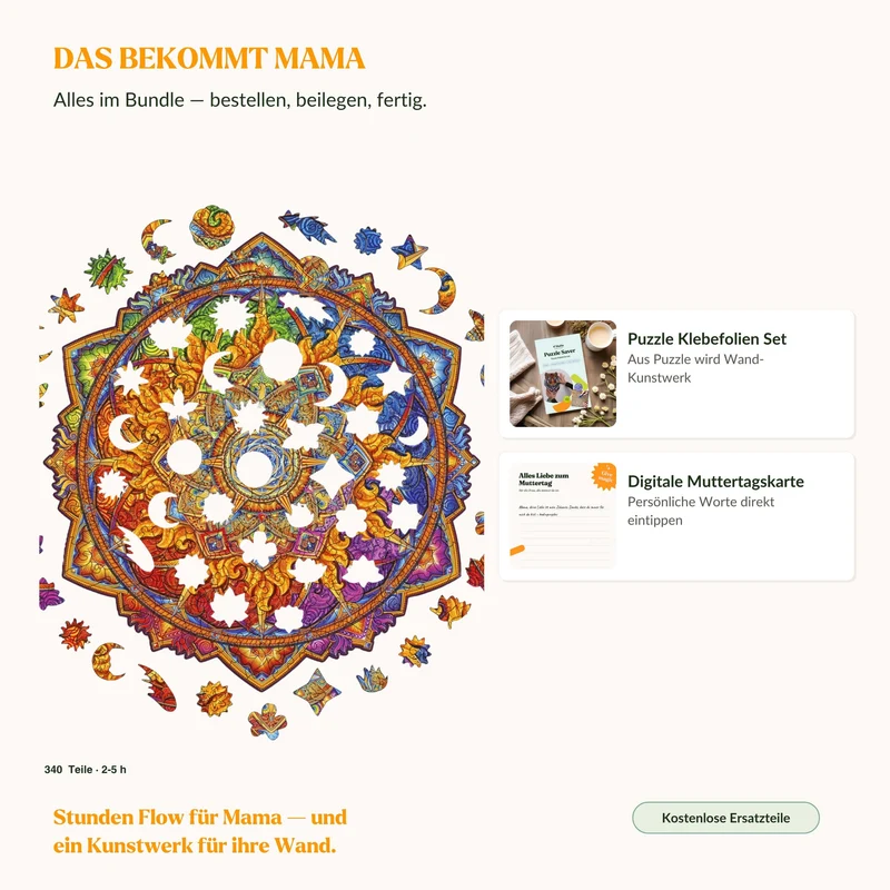 Aufgehende Sonne — Muttertags-Mandala-Puzzle