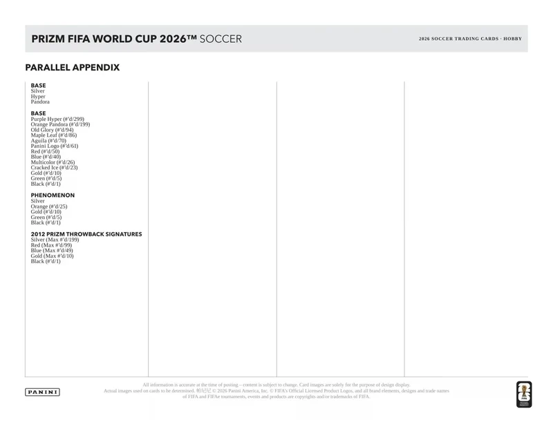 2026 Panini Prizm FIFA World Cup Fußball Mega Box