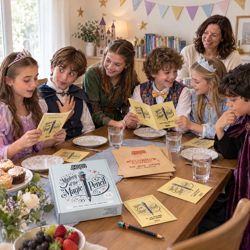 Kids Murder Mystery Game Kit - Mystery of the Magic Pencil