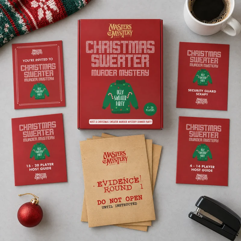 Office Christmas Sweater Party Murder Mystery Game Kit