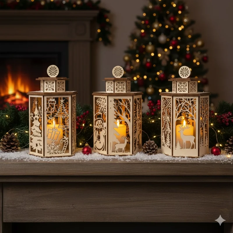 Weihnachtslaterne Holz Bastelset