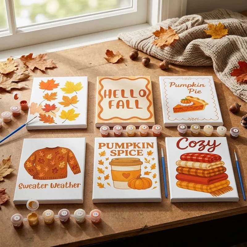 MINI MALEN NACH ZAHLEN | HELLO FALL – 6er Set