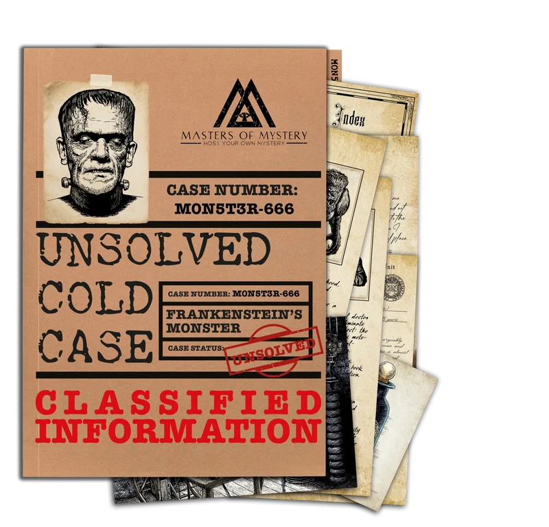 Halloween Cold Case File Murder Mystery Game - Find Frankenstein's Brain Escape Room - Perfect Date Night Game - Phys