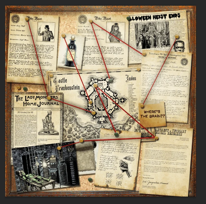 Halloween Cold Case File Murder Mystery Game - Find Frankenstein's Brain Escape Room - Perfect Date Night Game - Phys