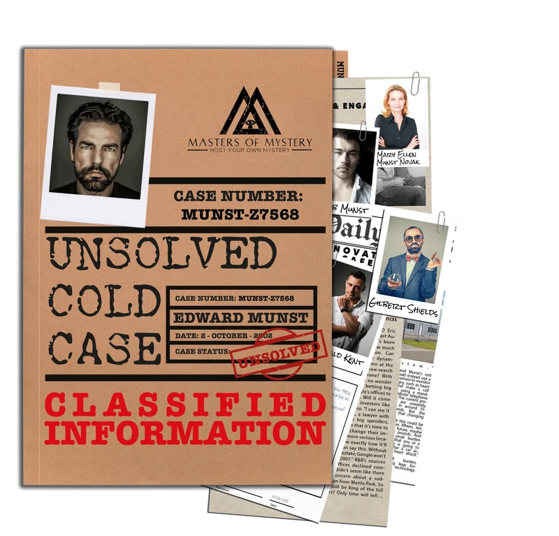 Unsolved Cold Case Files Game - Edward Munst Unsolved Murder Mystery - Perfect Date Night Game - Dig