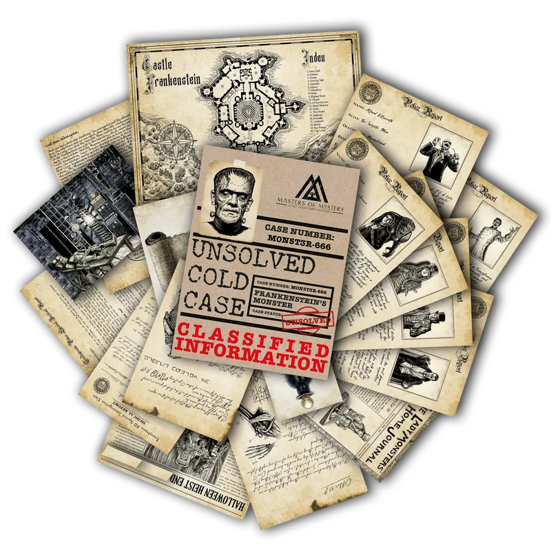 Halloween Cold Case File Murder Mystery Game - Find Frankenstein's Brain Escape Room - Perfect Date Night Game - Phys