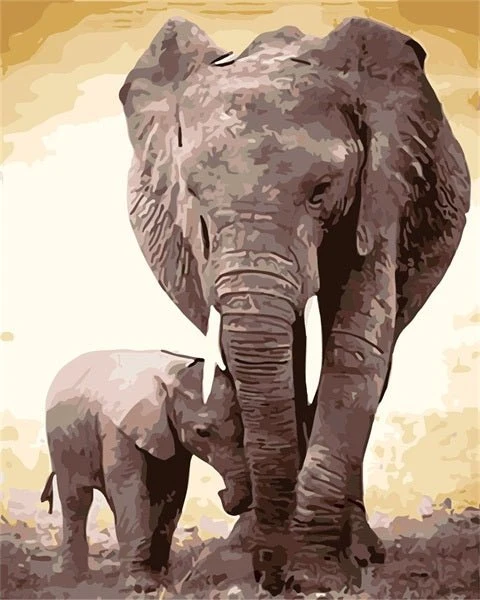 MALEN NACH ZAHLEN | ELEFANT MUTTER & KIND
