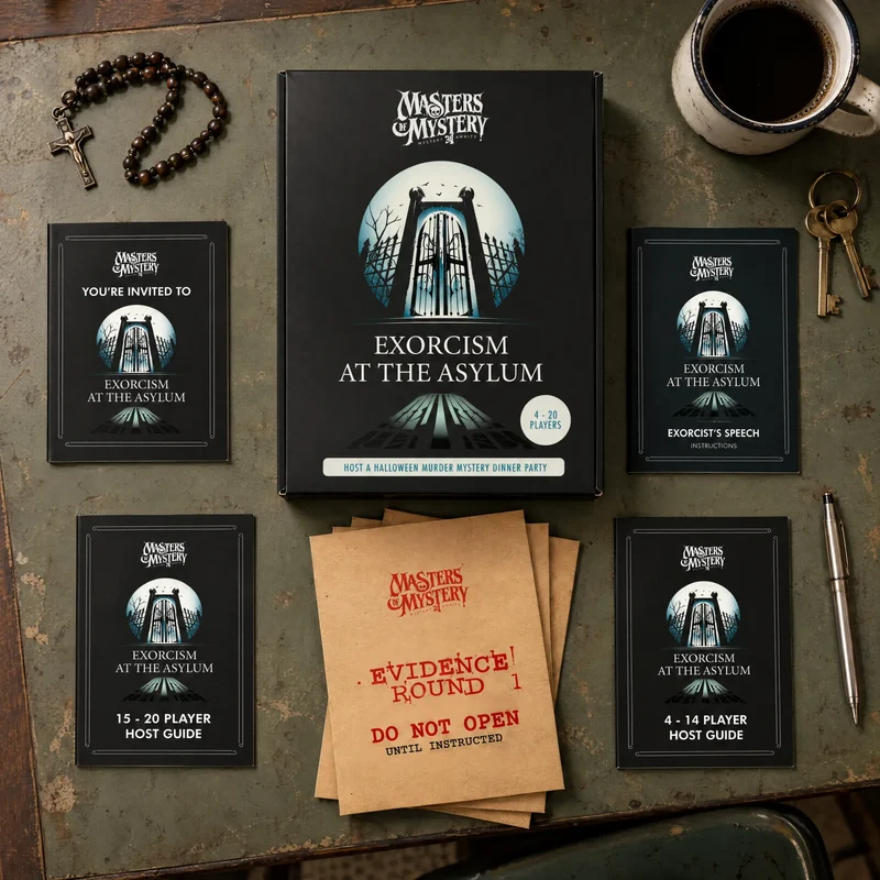 Exorcism & Asylum Halloween Murder Mystery Game Kit