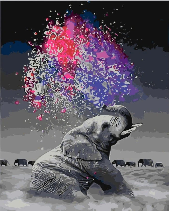 MALEN NACH ZAHLEN | ELEFANT FARBENFROH