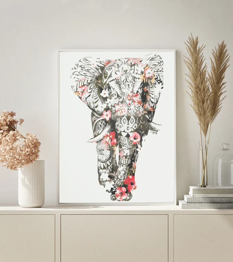 MALEN NACH ZAHLEN | ELEFANT MIT BLUMEN