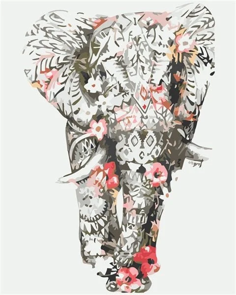 MALEN NACH ZAHLEN | ELEFANT MIT BLUMEN
