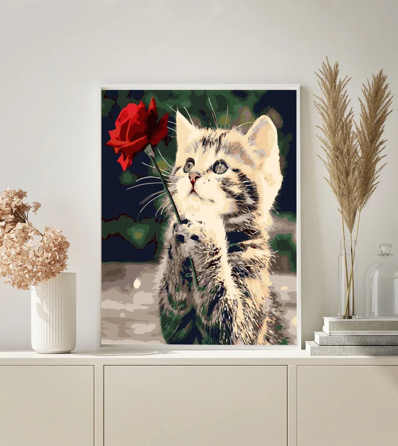 MALEN NACH ZAHLEN | KATZE MIT ROSE