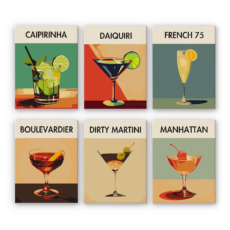 MINI MALEN NACH ZAHLEN | COCKTAIL EDEL - 6er Set