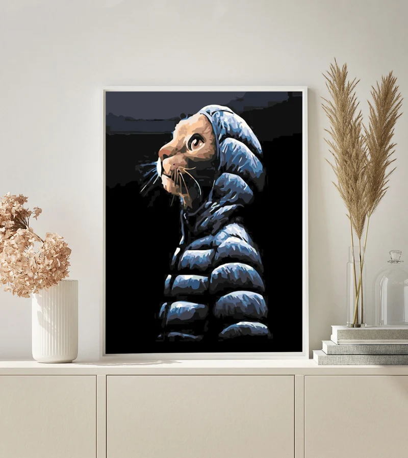 MALEN NACH ZAHLEN | KATZE MIT WINTERJACKE