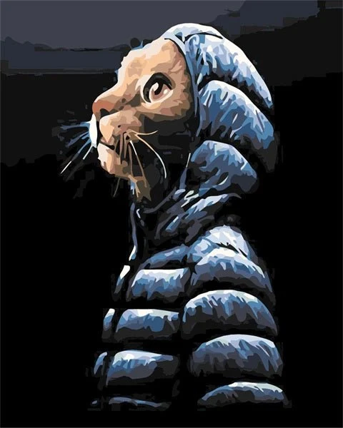 MALEN NACH ZAHLEN | KATZE MIT WINTERJACKE
