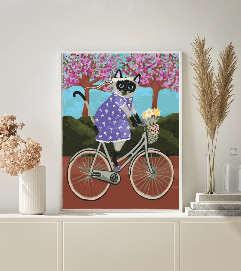 MALEN NACH ZAHLEN | KATZE AUF FAHRRAD