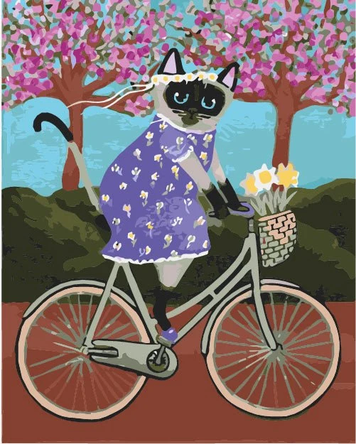 MALEN NACH ZAHLEN | KATZE AUF FAHRRAD