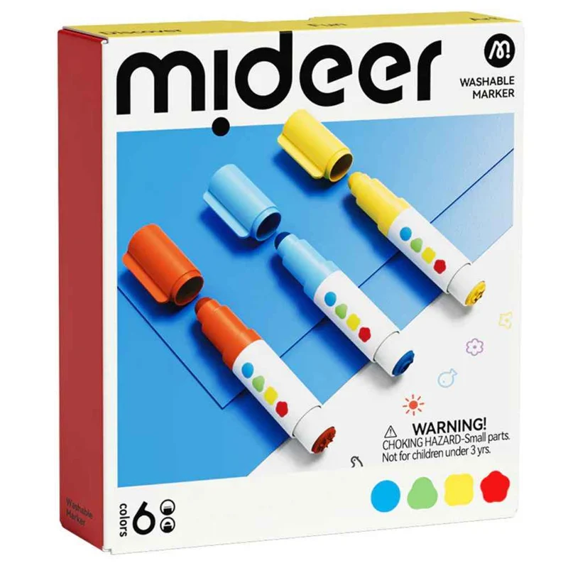 Abwaschbare Marker mit runder Spitze – 6 Farben