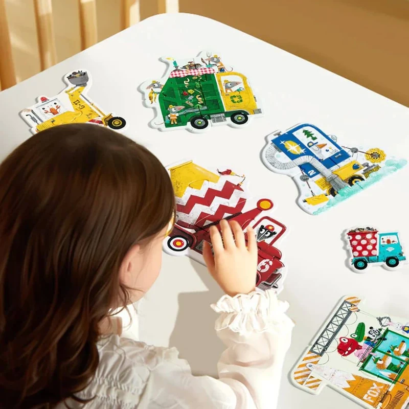 Mein erstes 6-in-1-Puzzle – Fahrzeuge auf der Baustelle