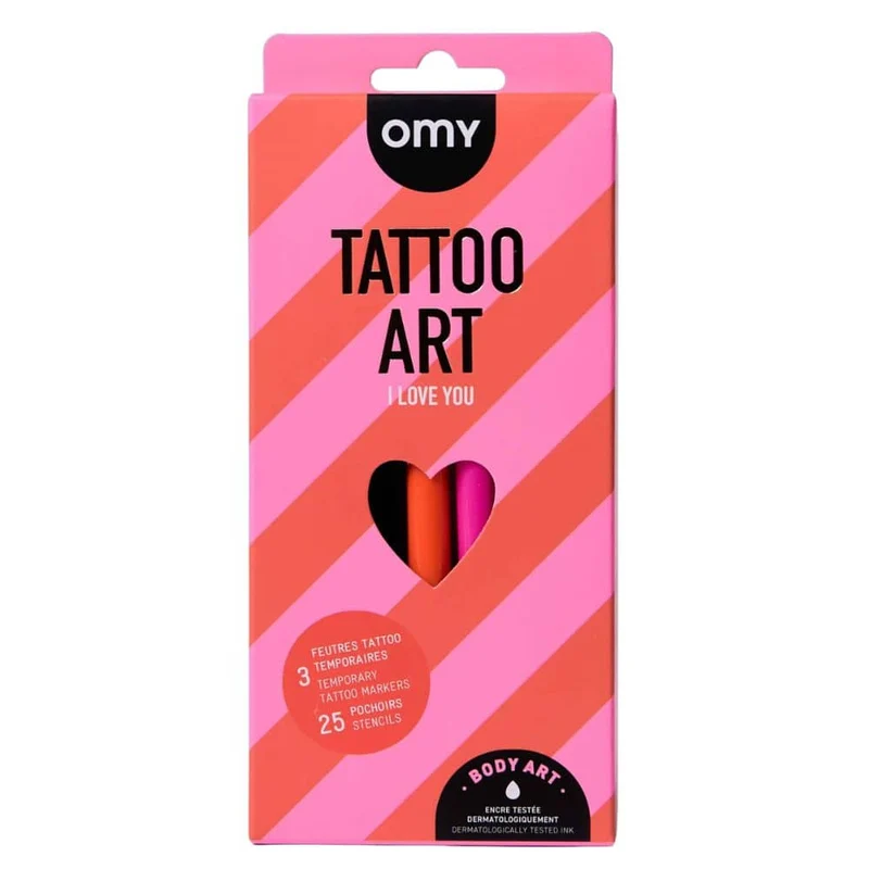 Set mit 3 Markern zum Erstellen von Tattoos – I love you