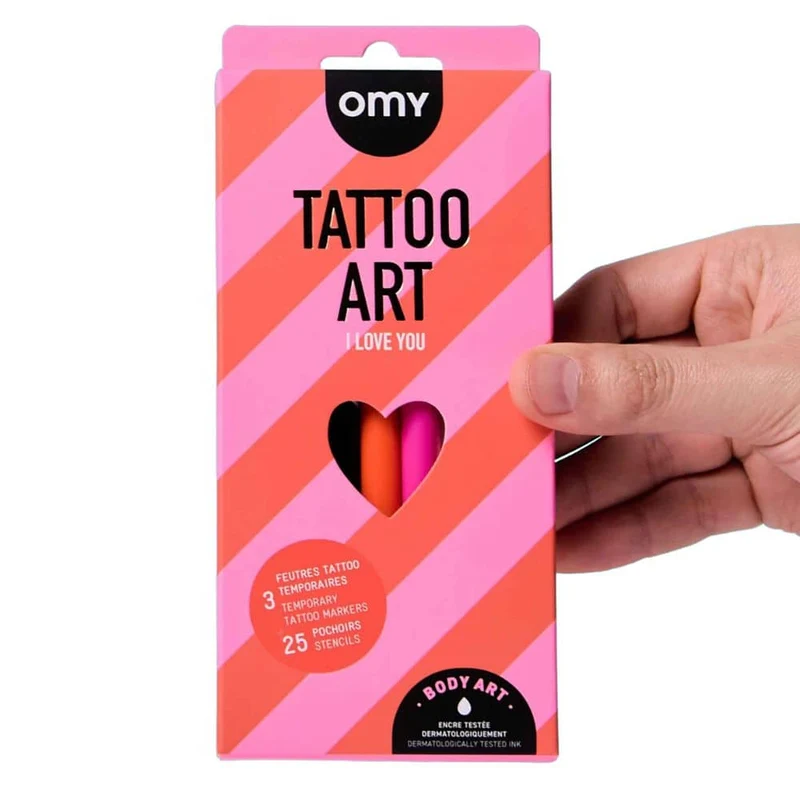 Set mit 3 Markern zum Erstellen von Tattoos – I love you