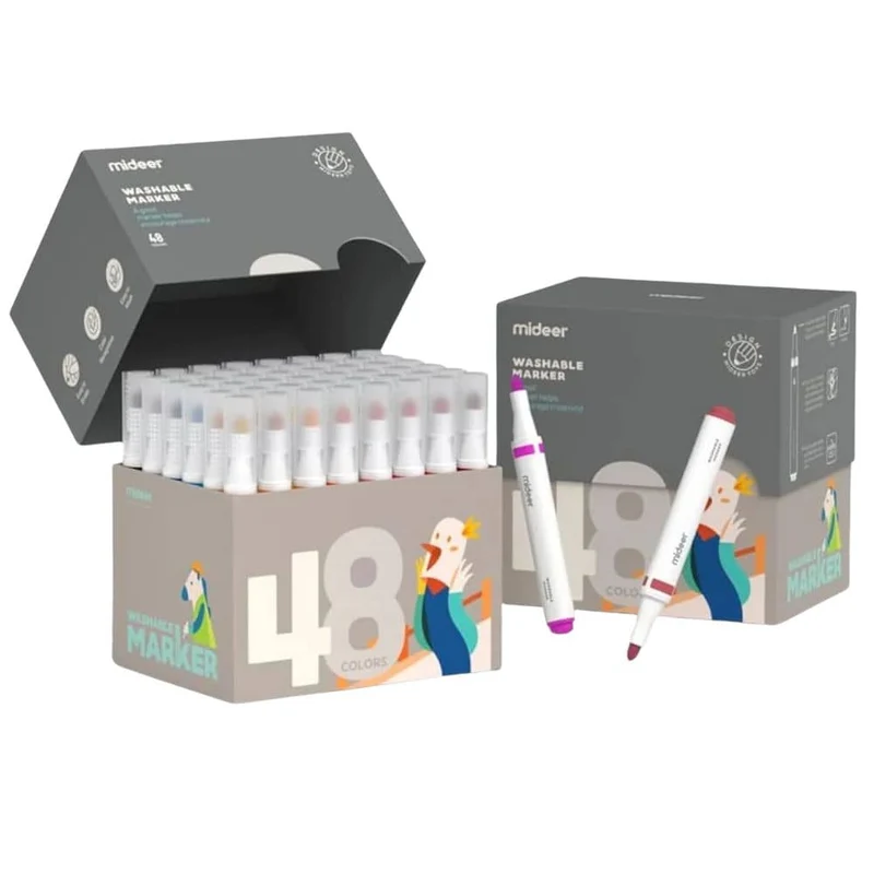 Abwaschbare Marker mit klassischer Spitze – 48 Farben