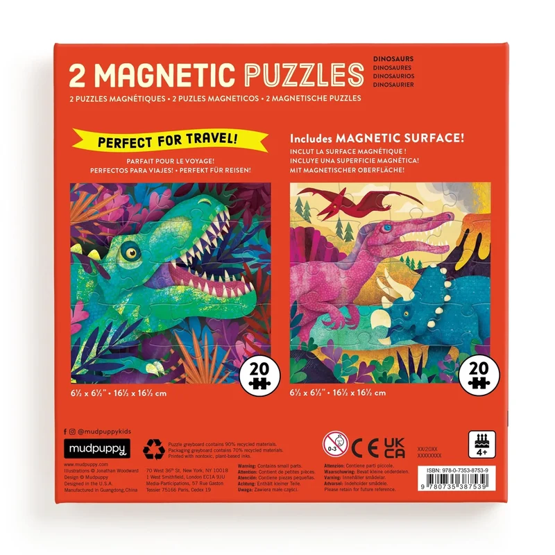 2 Magnetic Puzzles - Dinosaurs Roar!