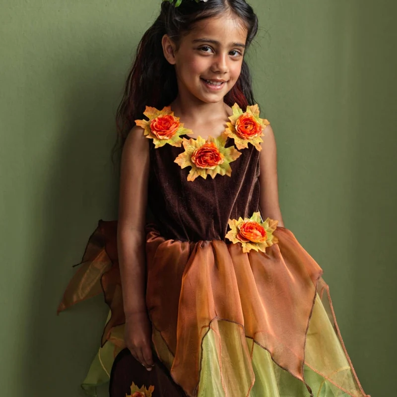 Kostüm – Tüllkleid mit Blumen und Hut, Hexe Sabrina, 5–7 Jahre