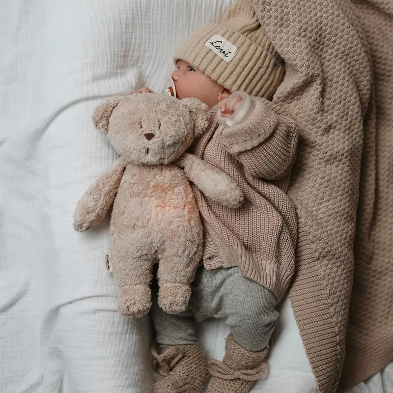 Brummender Teddybär mit Lampe Organic 2.0 – Sand