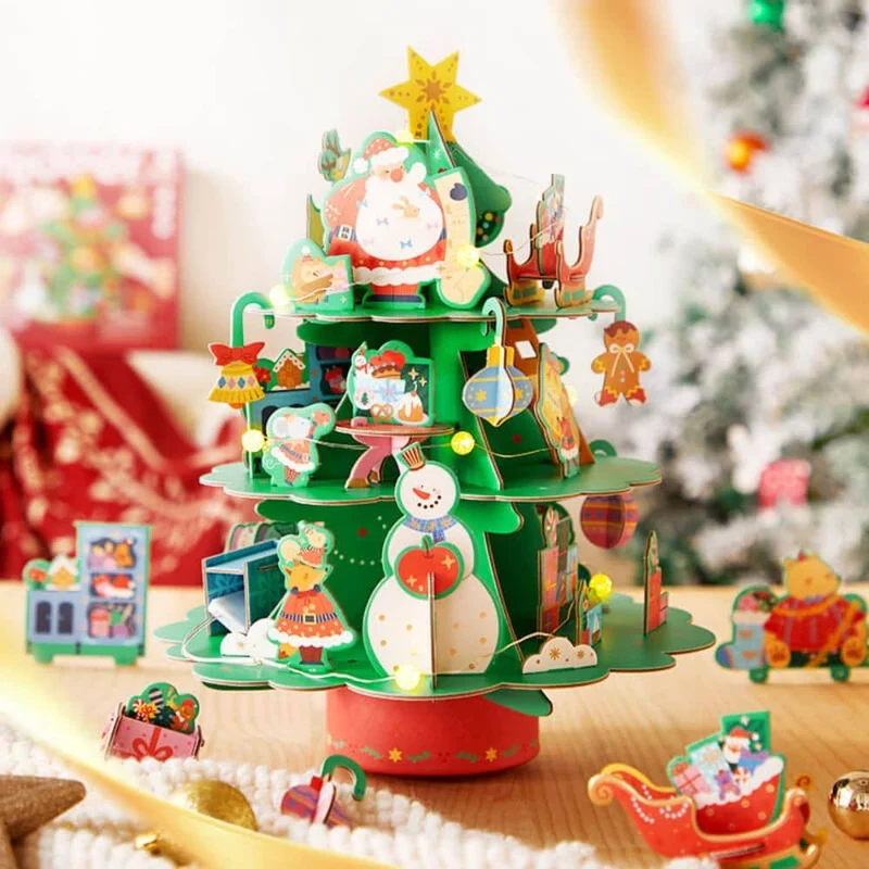 3D-Weihnachtspuzzle mit Drehmechanismus und Spieluhr