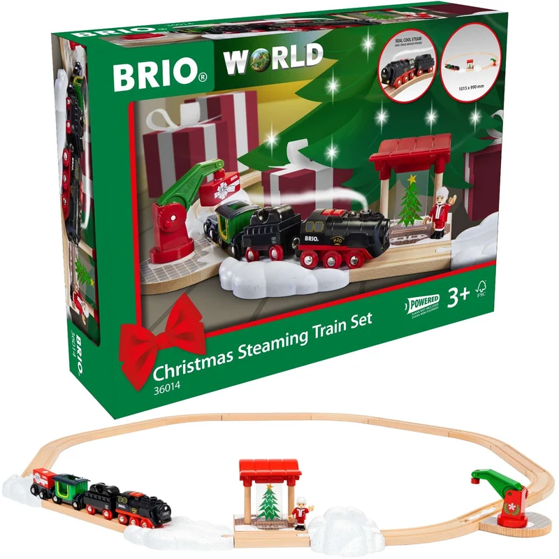 Weihnachts-Set mit batteriebetriebener Dampfeisenbahn