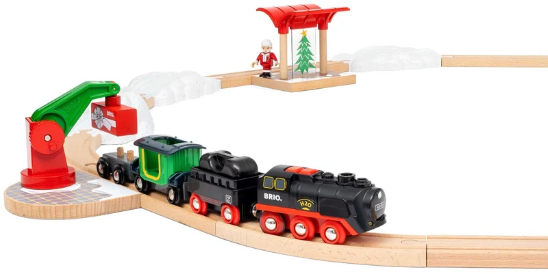 Weihnachts-Set mit batteriebetriebener Dampfeisenbahn
