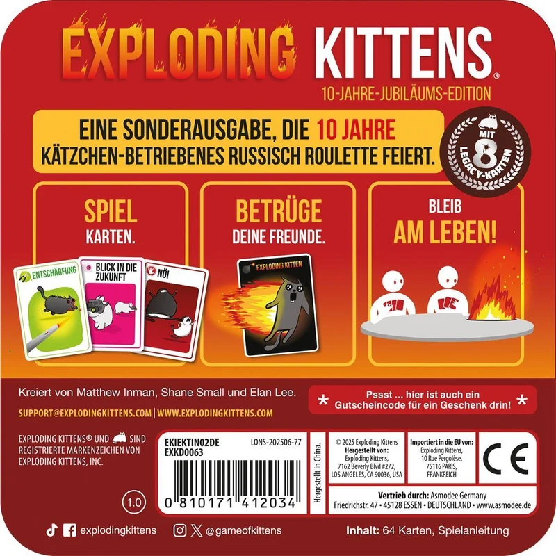 10-Jahre-Jubiläums-Edition (Tin) - Exploding Kittens, deutsch