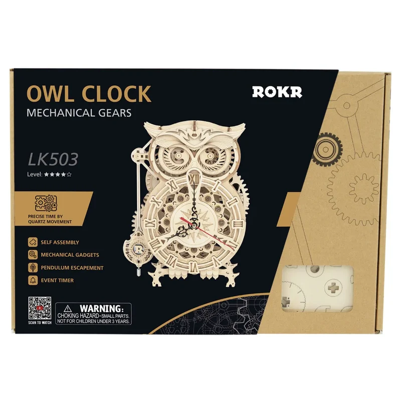 ROKR - - Eulen - Uhr - mechanisches Holzmodell