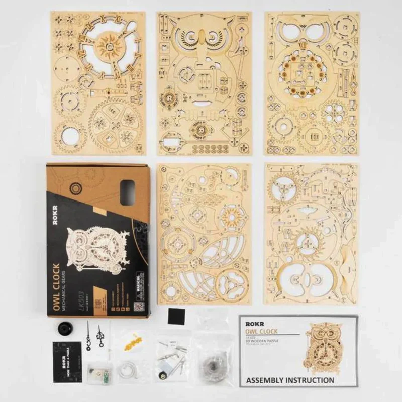 ROKR - - Eulen - Uhr - mechanisches Holzmodell