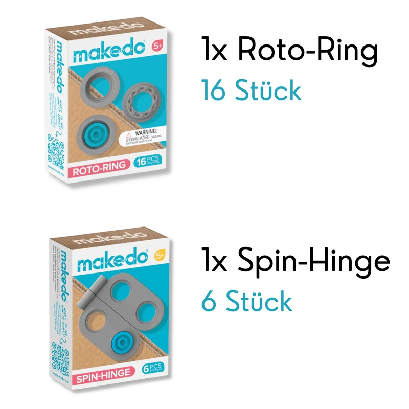 Set: 16 Stück Roto-Ring-Drehringe und 6 Stück Spin-Hinge-Scharniere