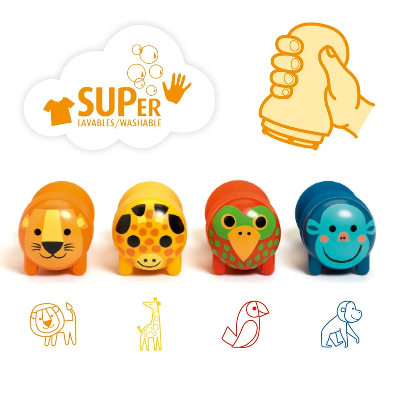 Stempel für Kleinkinder – Safari-Tiere