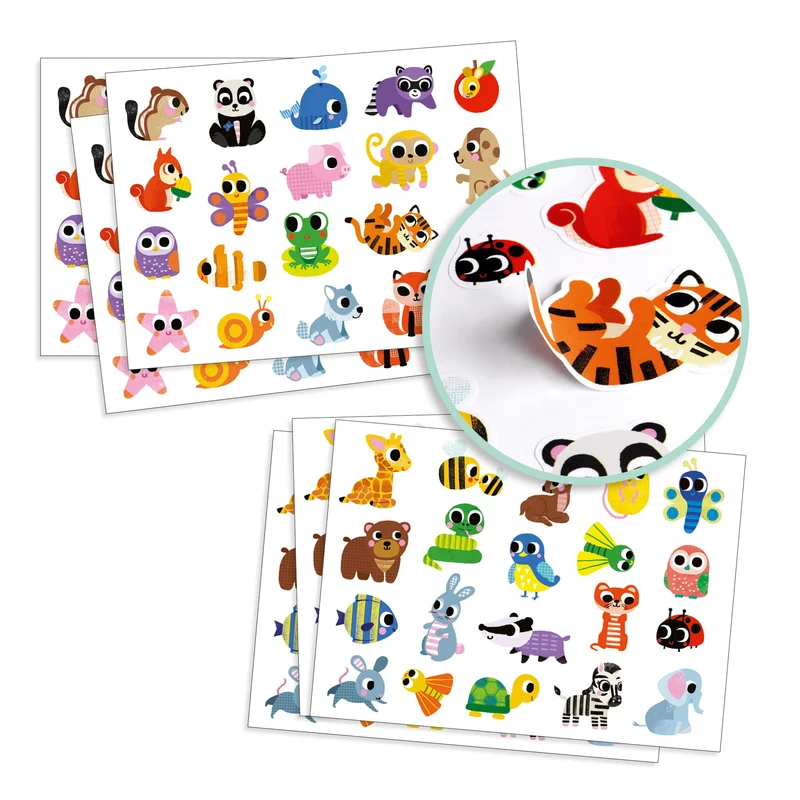 Set mit 100 Aufklebern – Kleine Tiere