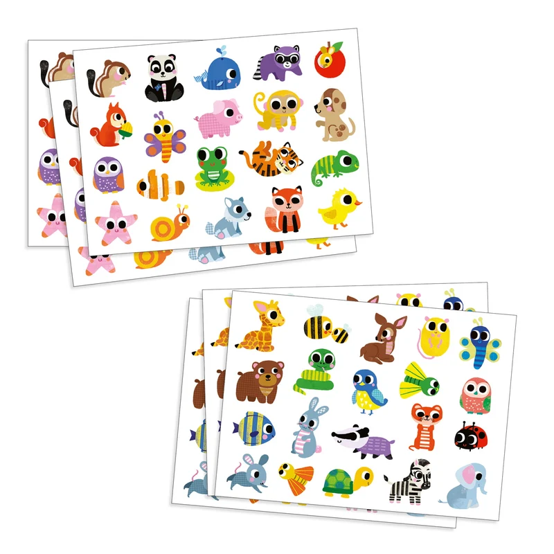Set mit 100 Aufklebern – Kleine Tiere